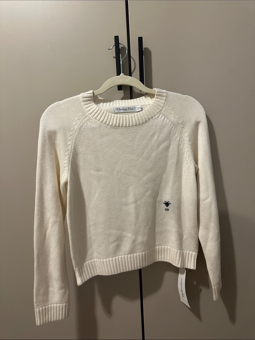 Dior Off-White Embroidered Bee Crewneck Sweater size 38 (US 6)